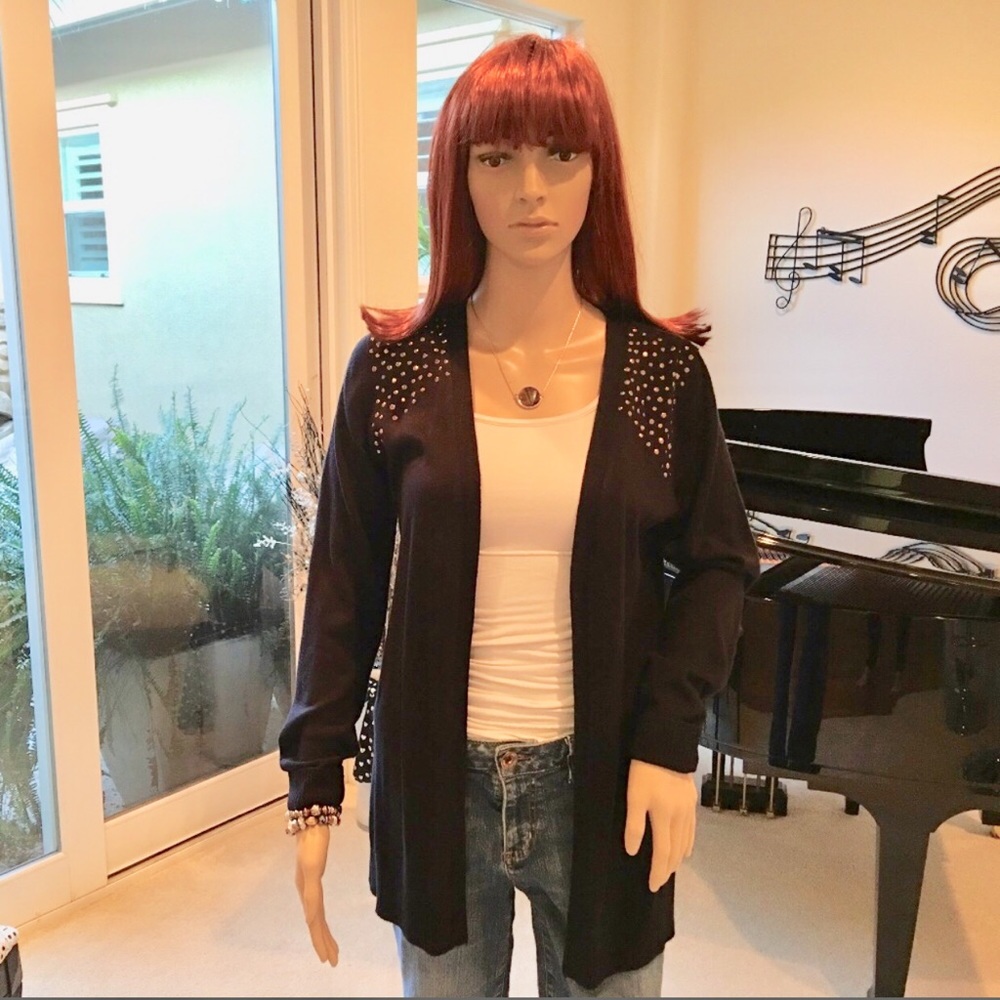 Black Bronze / Rose Gold Rhinestone Cardigan